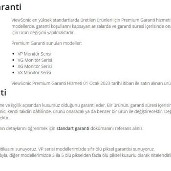 Premium Garanti Kapsamında Monitörüm Değiştirilmiyor, Para İadesi Teklif Ediliyor