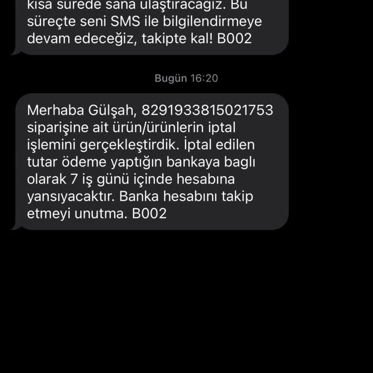 Siparişimin Haber Verilmeden İptal Edilmesi Ve Uzayan Kargo Süresi