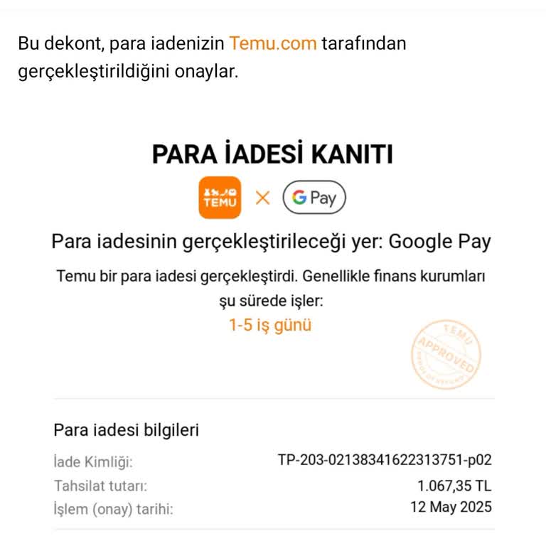 Temu İade Ücreti Google Pay Hesabıma Ulaşmadı, Mağduriyet Yaşıyorum