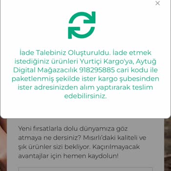 Seçtiğim Ürünler Yerine Farklı Ürün Ve Eksik İade Tutarı