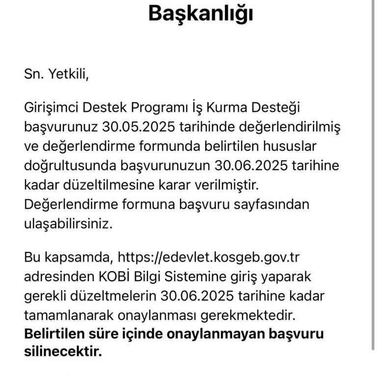 KOSGEB Destek Kredisi Başvurusunda Sürekli Yeniden Başvuru Talebi