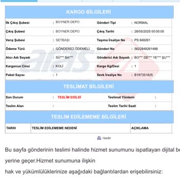 Aras Kargo Üsküdar Setbaşı Şubesi Kargomu Yine Teslim Etmedi!