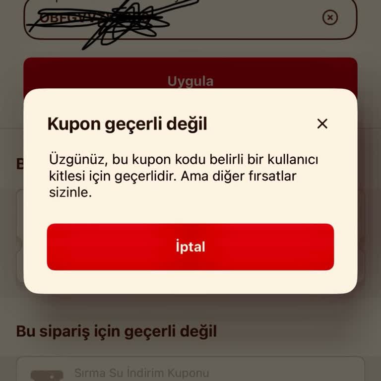 Kupon Kodum Geçersiz Diyor, Çözüm Bekliyorum