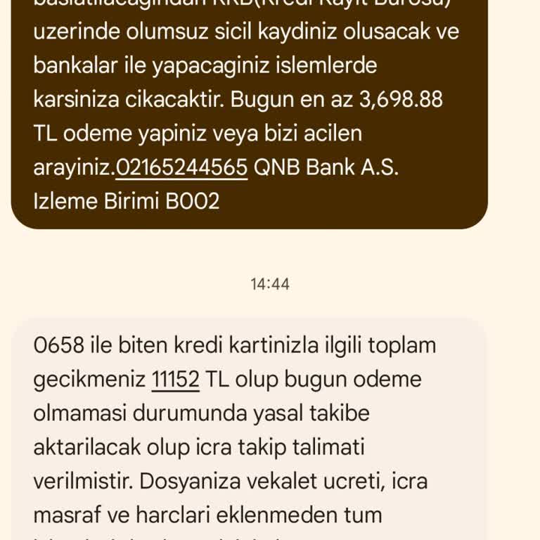 QNB İzleme Biriminin Çelişkili SMS'leri Ve Yanlış Bilgilendirme İle Mağduriyet Yaşadım
