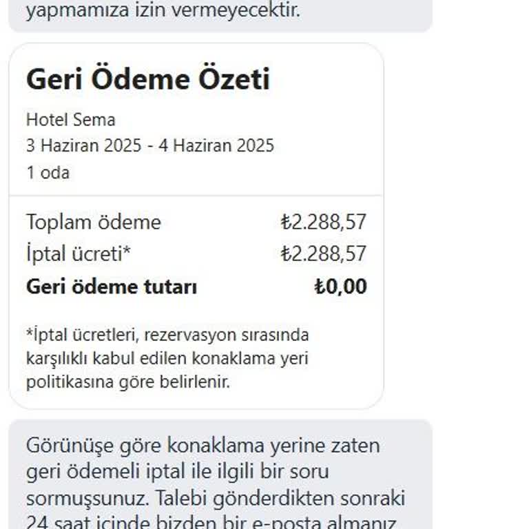 Yanlış Tarihli Rezervasyonun İadesi Yapılmadı, Mağduriyet Yaşıyorum