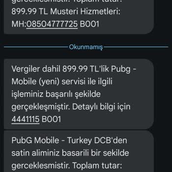 İzinsiz PUBG Mobil Ödemesi Nedeniyle Oluşan Haksız Fatura