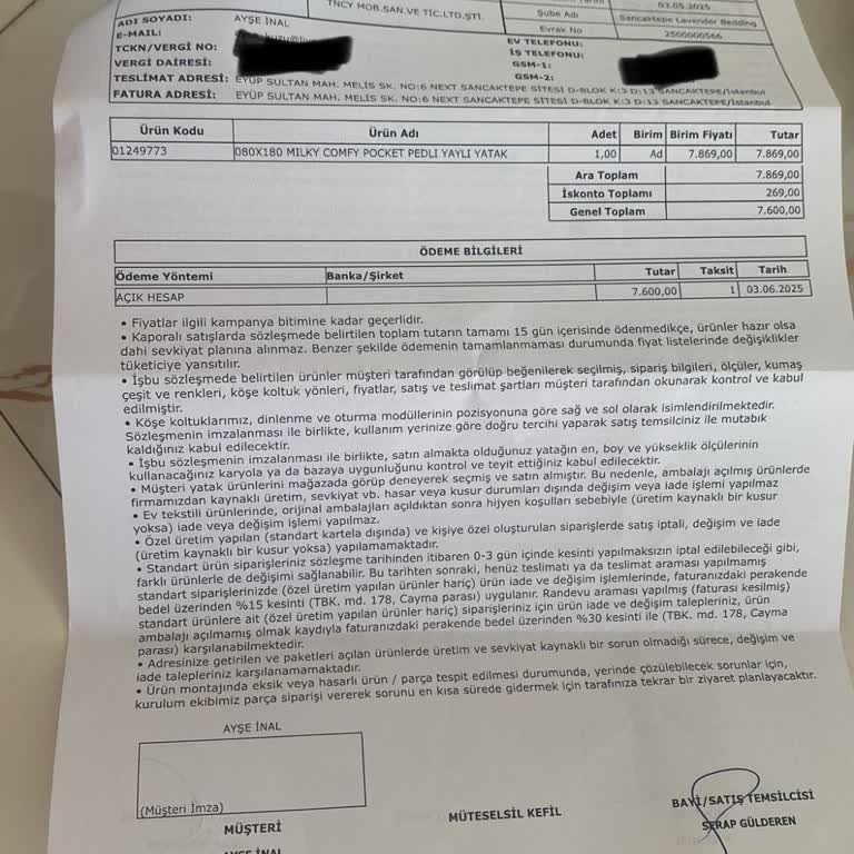 Taahhüt Edilen Sürede Teslim Edilmeyen Yatak Nedeniyle Tatil Planım Bozuldu