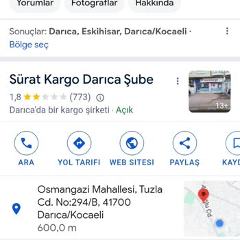 Sürat Kargo Darıca Şubesinde Teslim Edilen Ürünüm Kayboldu, Mağdur Edildim