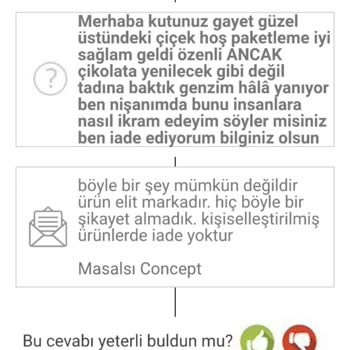 Kişiselleştirilmiş Çikolata Siparişimde Vaat Edilen Kalite Ve İade Hakkım Verilmedi