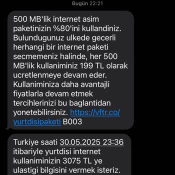 Yurt Dışı Paket Kullanımında Beklenmeyen Fatura Artışı