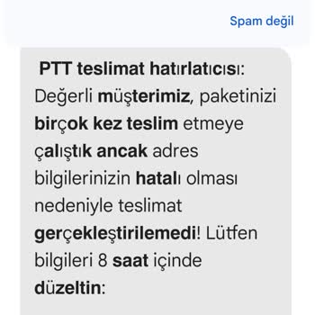 PTT Adıyla Gelen Sahte Mesaj Ve İzinsiz Bilgi Kullanımı Mağduriyeti