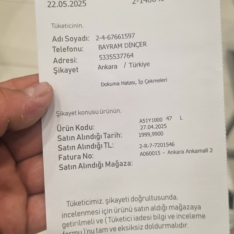 Avva Mağazasından Alınan T-shirtte İp Çekilmesi Ve Yetersiz Müşteri Desteği