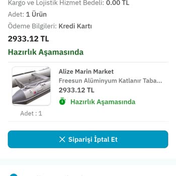 AlizeMarinMarket 'ten Haksız Sipariş İptali ve Para İadesi Sorunu