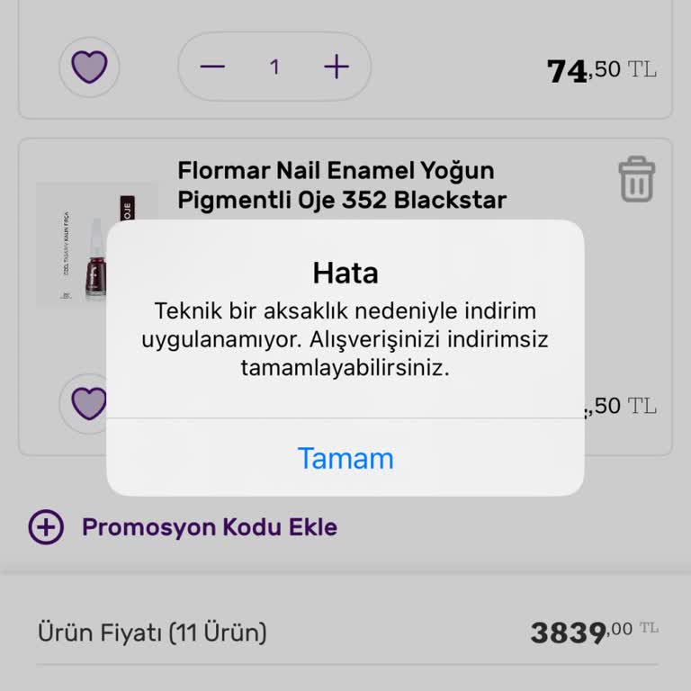 İndirimli Ürünlere Erişememek Ve Sepetin Boşaltılması Sorunu