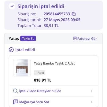 Yataş Siparişim Gerekçesiz İptal Edildi, Güvenim Sarsıldı