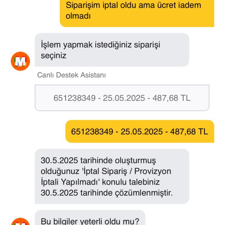 Migros'tan İptal Edilen Siparişimin Ücreti İade Edilmiyor!