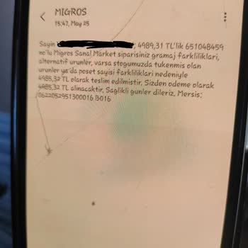 Migros Sanal Market Hızlı Teslimat Ücreti Alındı, Hizmet Sunulmadı Ve İade Yapılmadı