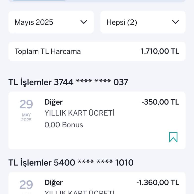 Yıllık Kart Aidatlarının İadesini Talep Ediyorum