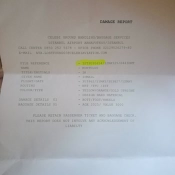 Bagajımın Tekerlekleri Hasarlı Şekilde Teslim Edildi