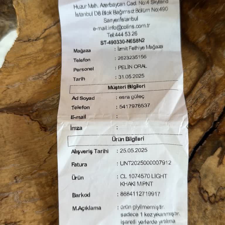 Hiç Giyilmemiş Üründe Dikiş Sökülmesi Ve Yetersiz Müşteri Hizmeti