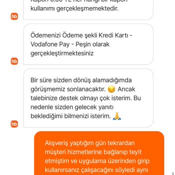 Vodafone Kuponum Hepsiburada Alışverişimde Geçerli Olmadı