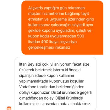 Vodafone Kuponum Hepsiburada Alışverişimde Geçerli Olmadı