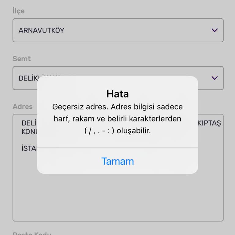 Adres İsmi Geçersiz Hatası Yüzünden Sipariş Veremiyorum