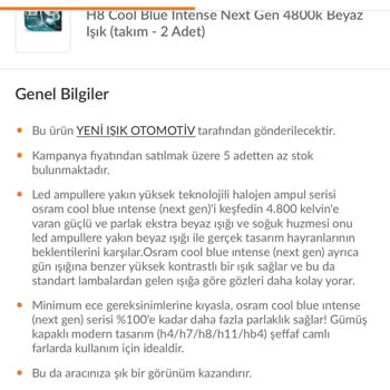 Beyaz Diye Aldığım Sis Lambası Sarı Renk Çıktı, İade Sorunu Yaşıyorum
