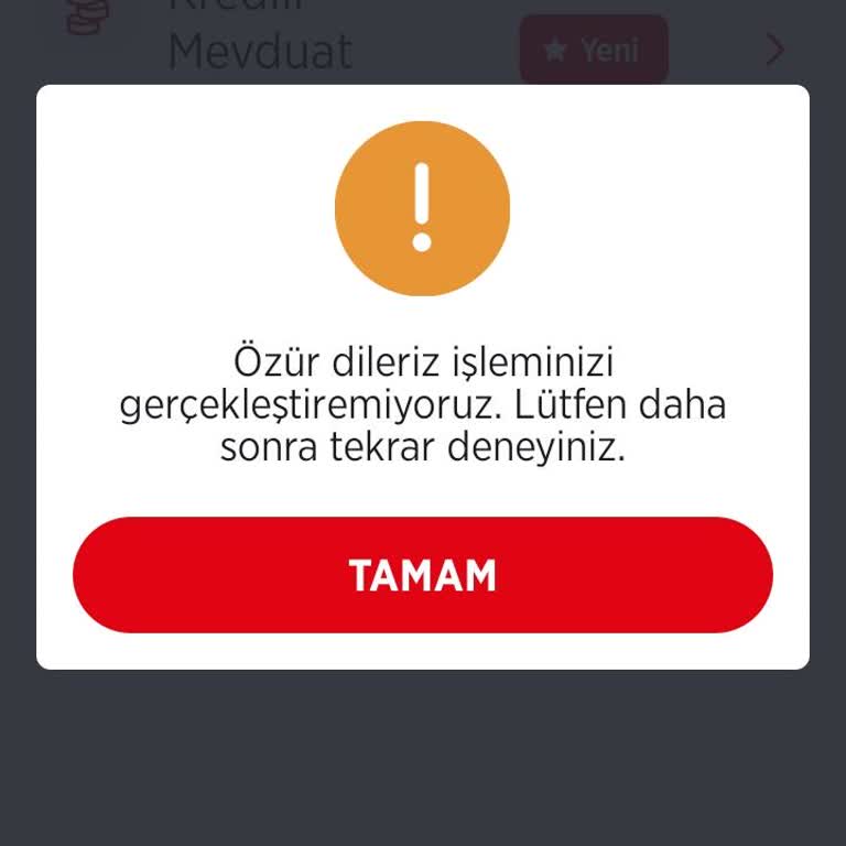 Ziraat Mobil Dijital Krediye Sürekli Hata Veriyor