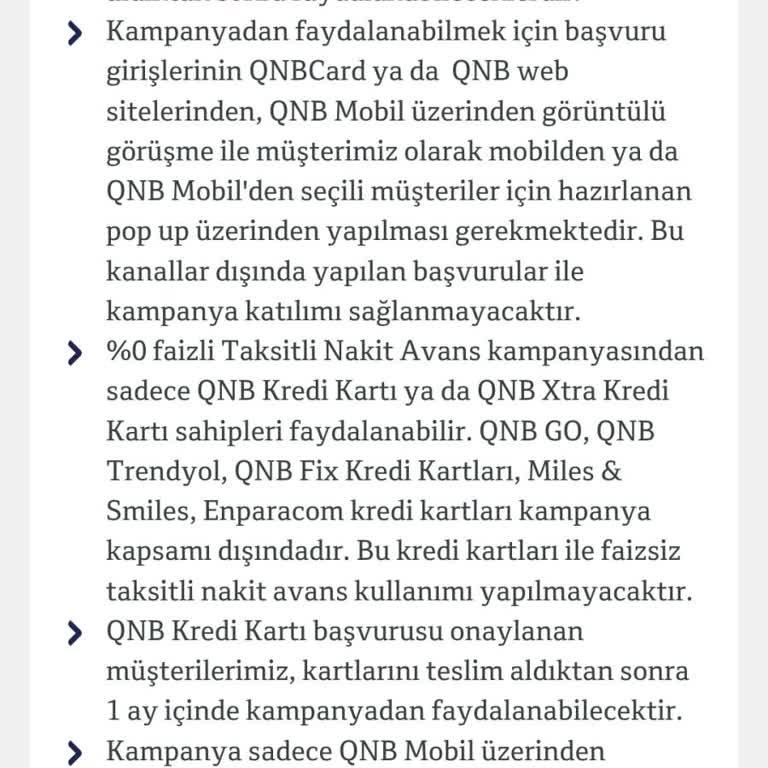 Kampanya Şartlarına Uygun Olmama Rağmen 0 Faizli Nakit Avans Tanımlanmıyor