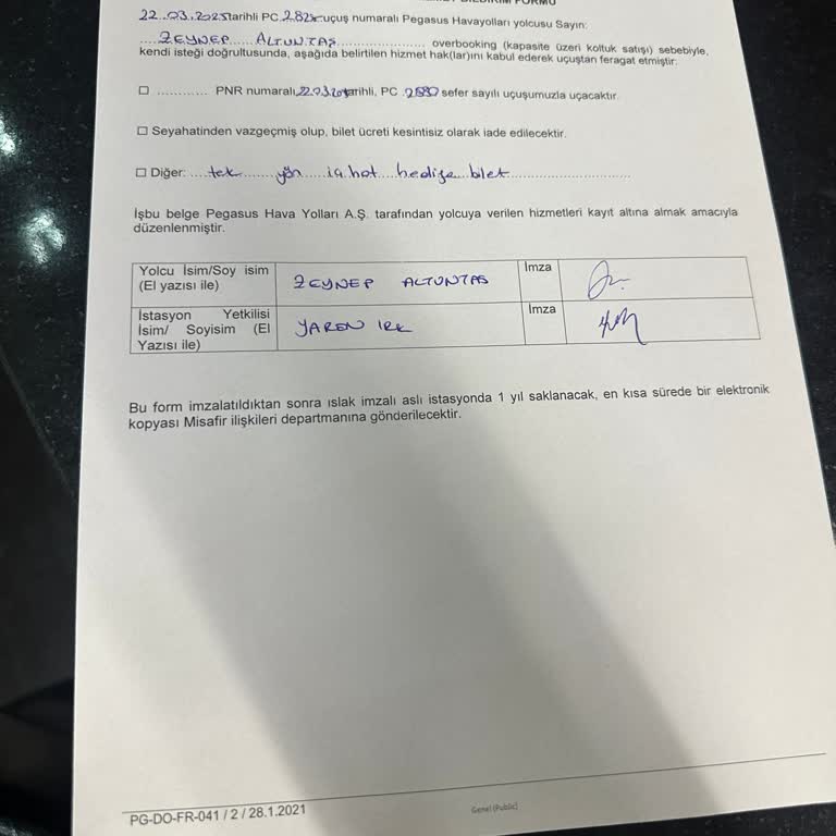 Fazla Bilet Satışı Nedeniyle İptal Edilen Uçuşta Hediye Bilet Sürecinde Yaşanan Mağduriyet