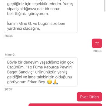 Yemeksepeti Canlı Destekte Sorunum Çözülmeden Sohbet Sonlandırıldı
