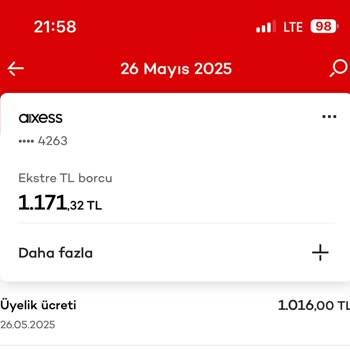 Akbank Axess Kartımdan Alınan 1016 TL Üyelik Ücreti Mağduriyetim