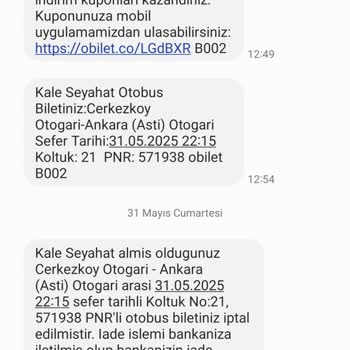 Kale Seyahat'ten Satın Alınan Bilette Mağduriyet Ve Müşteri Hizmetlerinde Hayal Kırıklığı