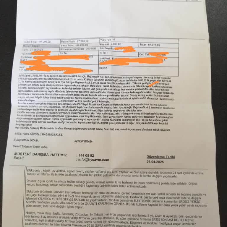 Hatalı Teslimat Ve 10 Aydır Çözülemeyen Kırlent Sorunu Mağduriyeti