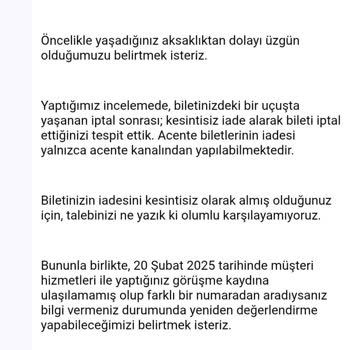 THY Açık Bilet Hakkım Haksızca İptal Edildi