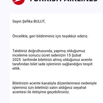 THY Açık Bilet Hakkım Haksızca İptal Edildi
