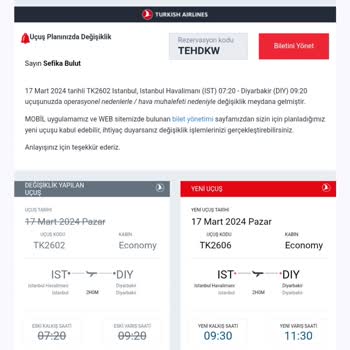 THY Açık Bilet Hakkım Haksızca İptal Edildi