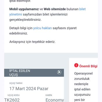 THY Açık Bilet Hakkım Haksızca İptal Edildi