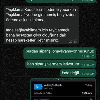 Sipariş Sonrası Engellenme Ve Ücret İadesi Sorunu