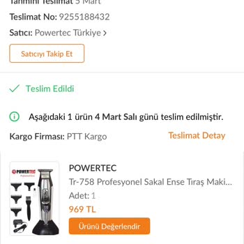 Kullanılmış Gönderilen Tıraş Makinesi Kısa Sürede Bozuldu, İade Kabul Edilmiyor