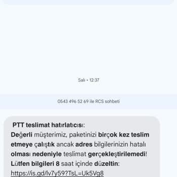 Kişisel Verilerimin İzinsiz Kullanımı Ve Tehdit İçeren Sahte Teslimat Mesajı Hakkında Şikayet