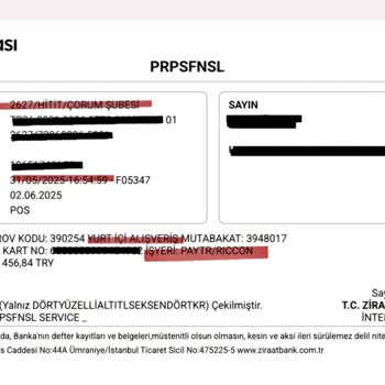 Riccon Shoes'da Kart Bilgilerimle İzinsiz Para Çekilmesi