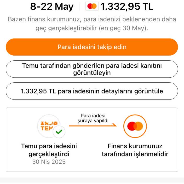 Temu'dan Yapılan İade Sonrası Para İadem Gerçekleşmedi