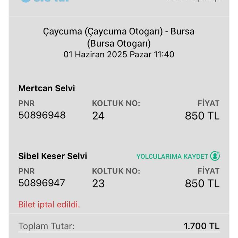 Kullanılmayan Biletin İadesi Yapılmıyor