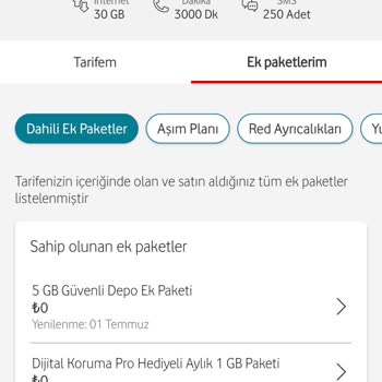 Vodafone Dijital Koruma Pro Ek Paketi İptal Edilemiyor