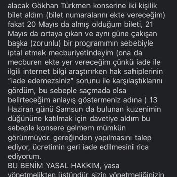 Bilet İadesi Talebim Haksız Yere Reddedildi