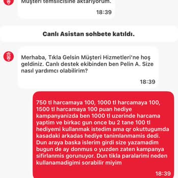 Tıkla Gelsin Kampanya İndirimi Kullanılamıyor Müşteri Hizmetleri İlgisiz
