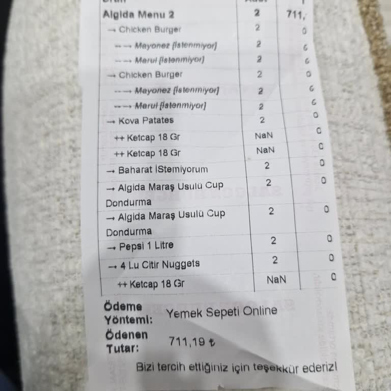 Yemeksepeti Eksikleri Tamamlamadı Paramı da İade Etmedi
