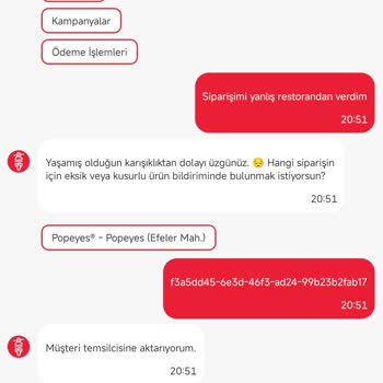 Yanlış Restoran Ataması Ve Yavaş Destek Nedeniyle Siparişim Boşa Gitti